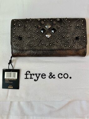 Frye Phoenix Stud Wallet Pewter NWT